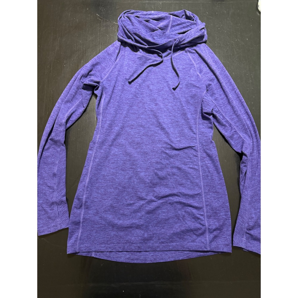 Moving Comfort Womens Purple Space Dye Cowl Neck Thumbhole Active Top Size S